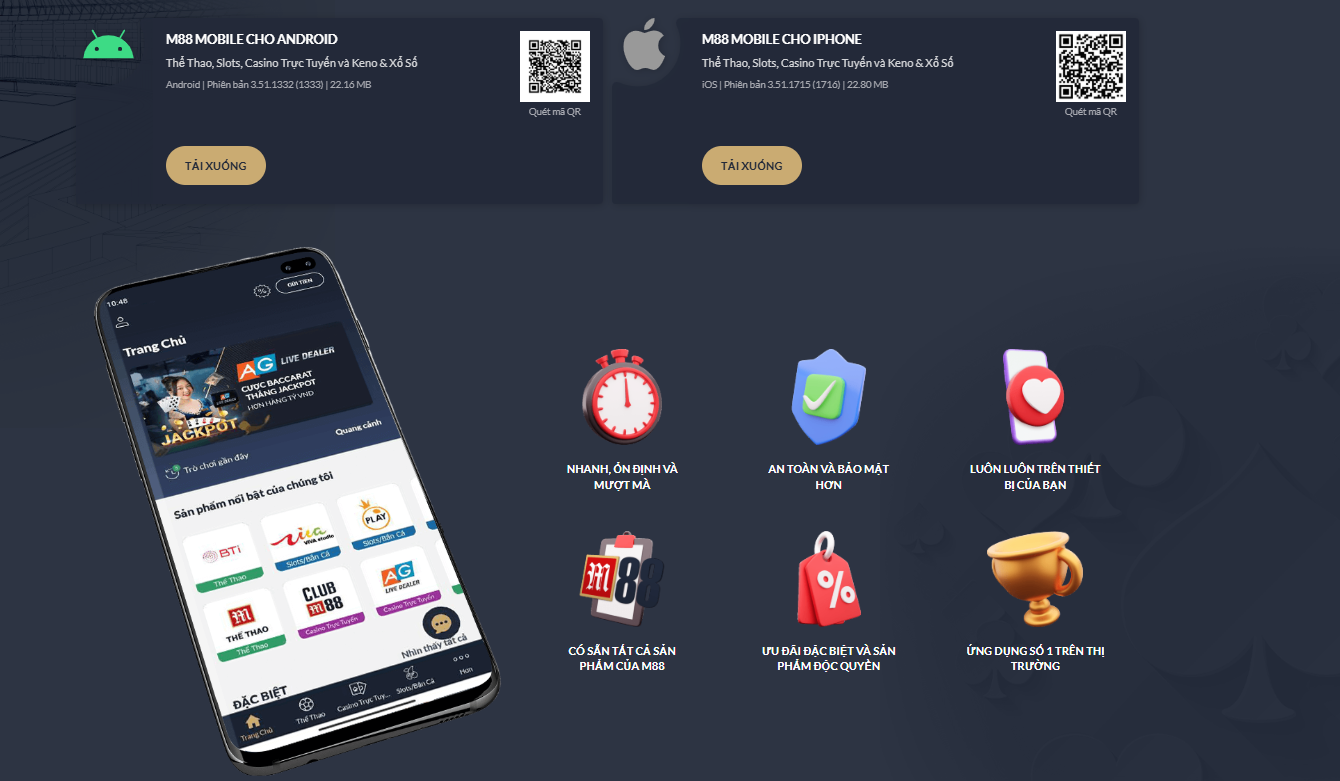 Hướng dẫn tải app M88